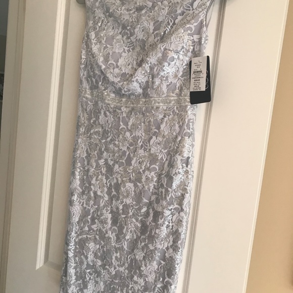 Silver Lace and Sequin JAX Cocktail Dress Size 2 - Picture 10 of 11